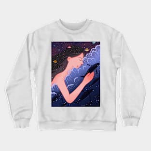 Healing girl space whale Crewneck Sweatshirt